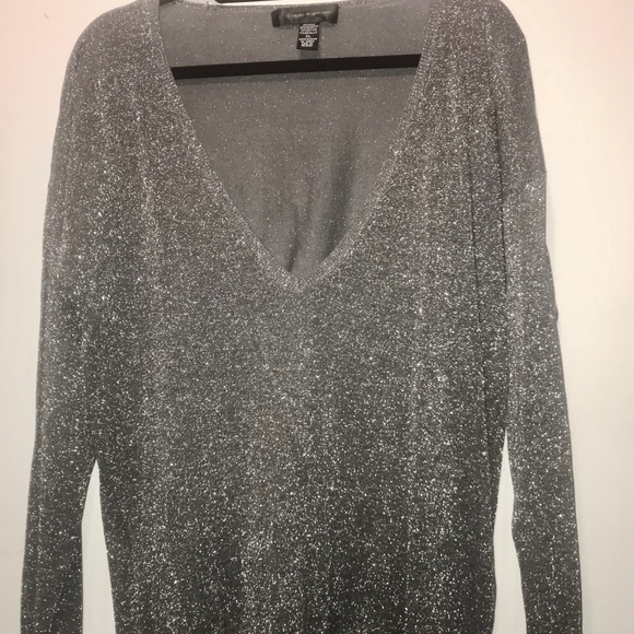 silver glitter long sleeve top
